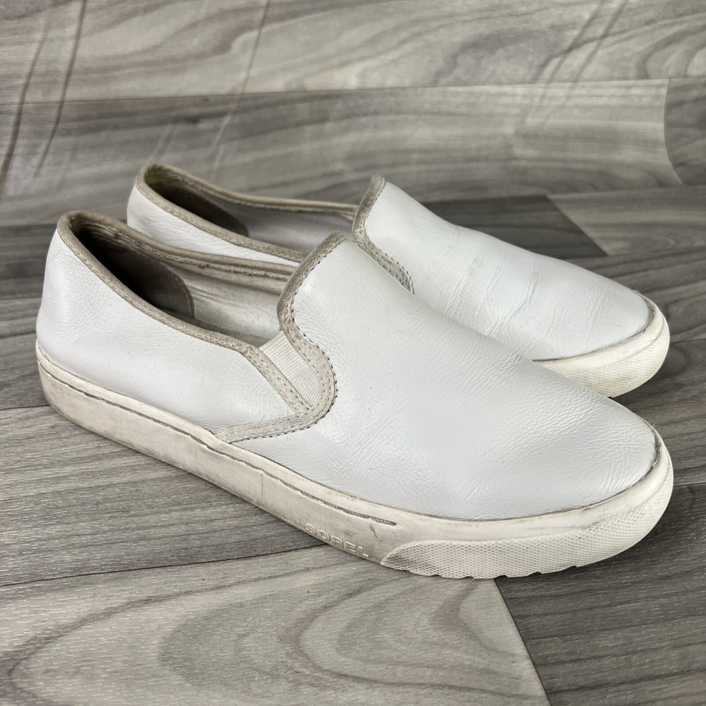 Sorel Women's‎ Campsneak White Leather Low Top Slip On Sneaker Shoes Size US 9.5